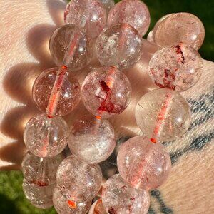 11mm Natural Red Quartz Beaded Bracelet